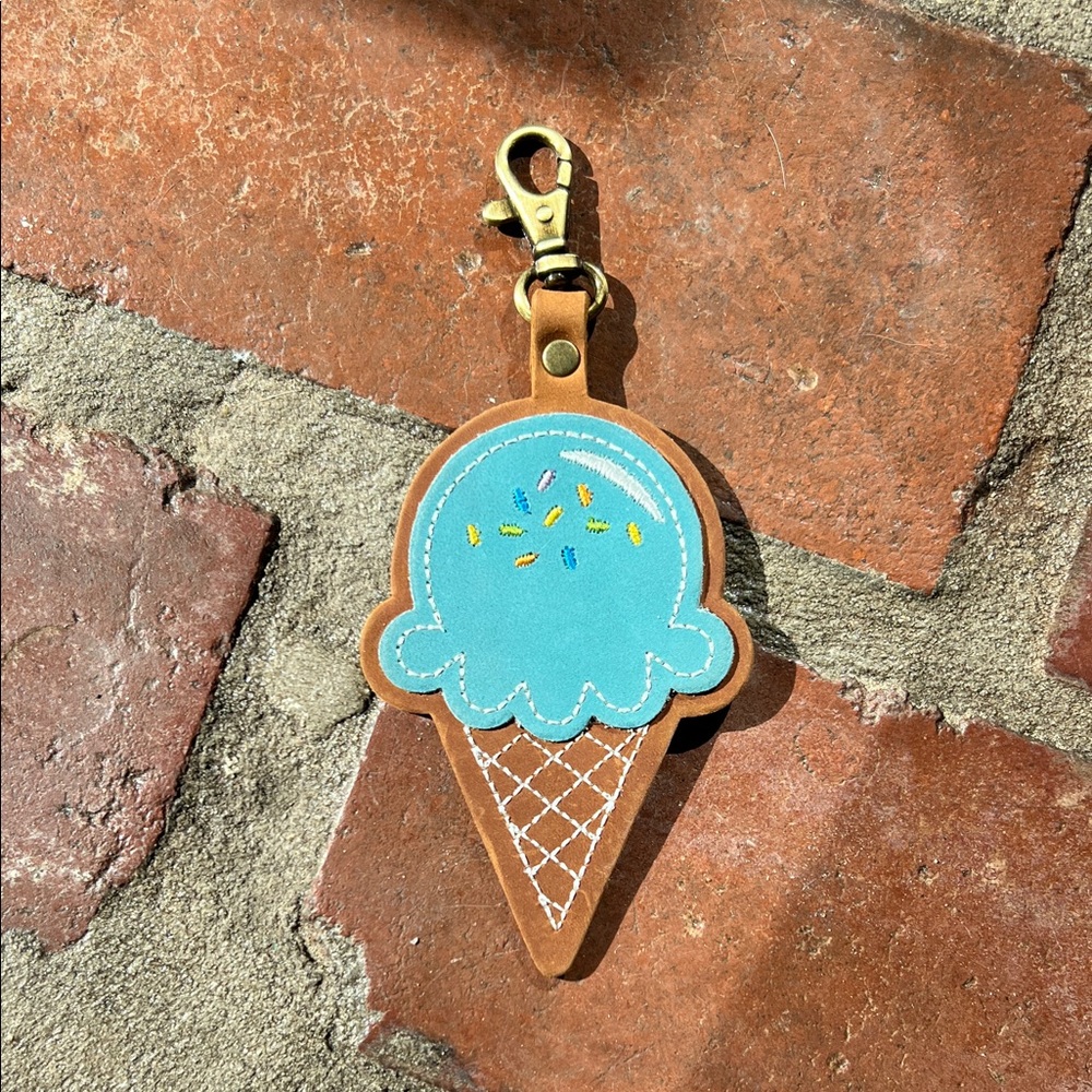 Portland Leather Goods Ice Cream Cone Keychain with Clip Dream and Dakota